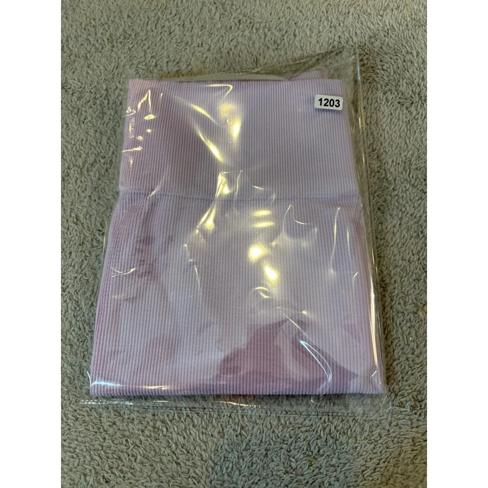 Current San Francisco Lilac Purple Ribbed Biker‎ Shorts High Waist Seamless O/S